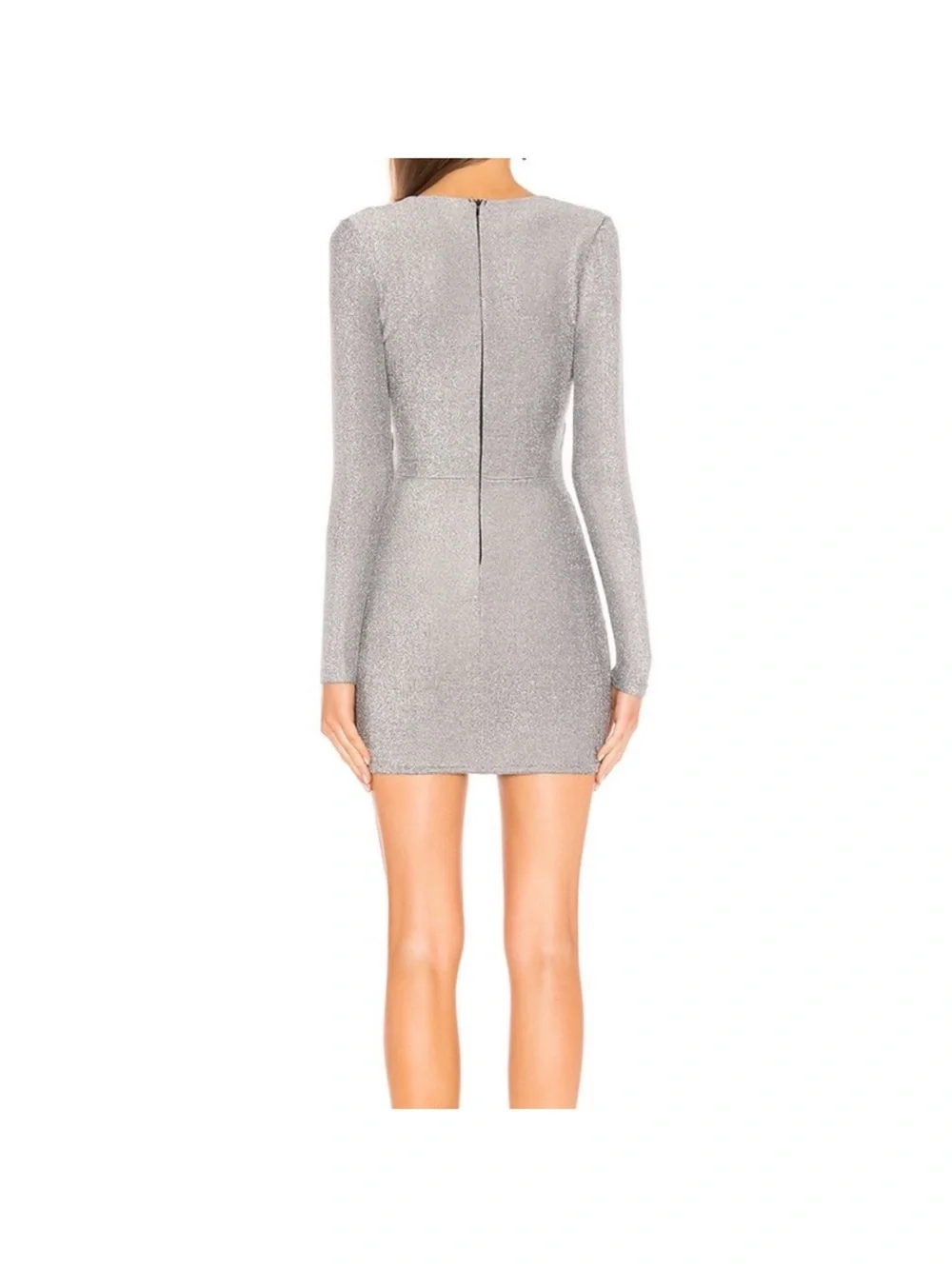 superdown Silver Long-Sleeve Wrap Mini Dress - Picture 3 of 6